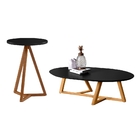 Conjunto Mesa Centro E Mesa Lateral Eliza Preto Amêndoa