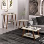 Conjunto Mesa Centro Mesa Lateral E Aparador Davi Off White/a