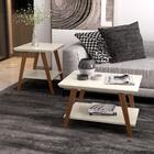 Conjunto Mesa Centro Mesa Lateral E Aparador Davi Off White/a