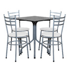 Conjunto Mesa Cinza 68x68 Com 4 Cadeiras Epoxi  Branco