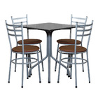 Conjunto Mesa Cinza 68x68 Com 4 Cadeiras Epoxi  Marrom