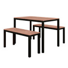 Conjunto Mesa Com 02 Bancos Industrial Preto Fosco/barona Fab