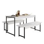 Conjunto Mesa Com 2 Bancos Estilo Industrial Lugano Preto/bra