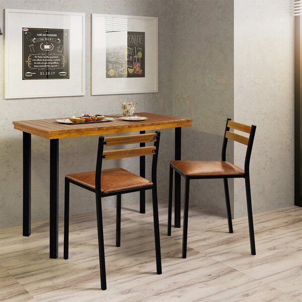 Conjunto Mesa Com 2 Cadeiras Moscou Courino Marron/preto Fosco | Leroy ...