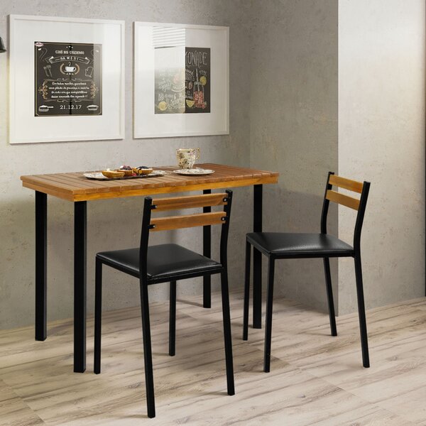 Conjunto Mesa Com 2 Cadeiras Moscou Courino Preto/preto Fosco