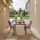 Conjunto para Jardim Mesa com 2 Cadeiras Reclináveis 75x89x89cm Alumínio|Eucalipto Cinza/Marrom Oris Naterial