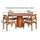 Conjunto Mesa Com 4 Cadeiras De Madeira Maciça Rattan Natural