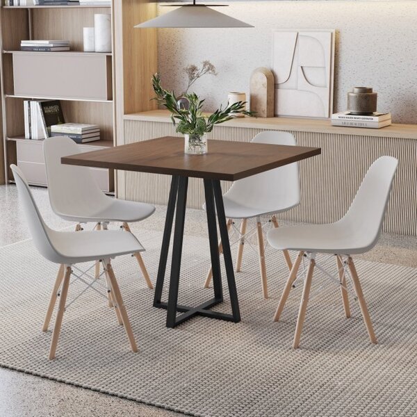Conjunto Mesa Com 4 Cadeiras Eames Pp Espresso Móveis Preto F