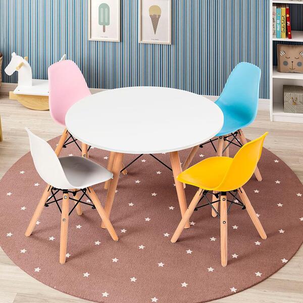 Conjunto Mesa Com 4 Cadeiras Eiffel - Azul/rosa/branco/amare
