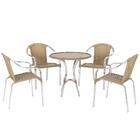 Conjunto Mesa Com 4 Cadeiras Em Aluminio E Fibra (cadeiras To