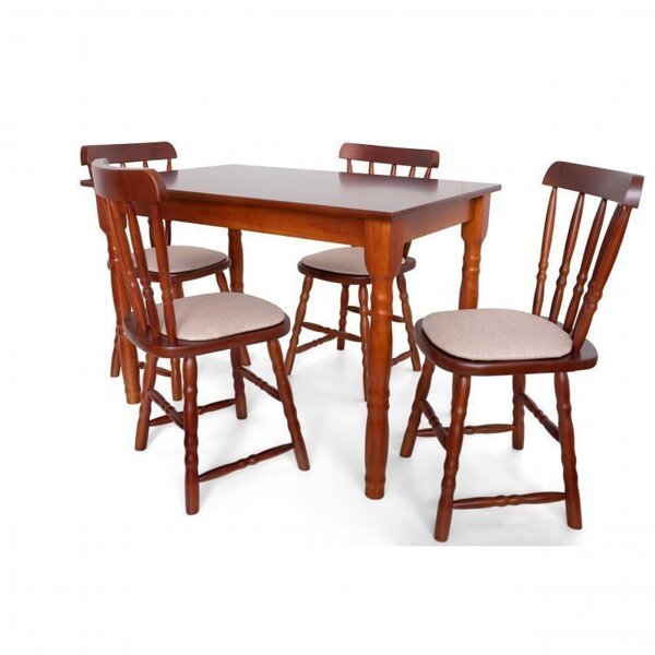 Conjunto Mesa Com 4 Cadeiras Madeira Maciça Dalas  Imbuia