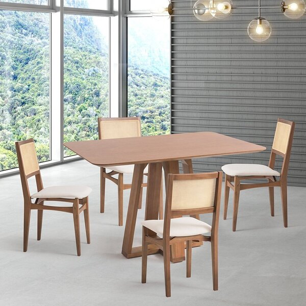 Conjunto Mesa Com 4 Cadeiras Madeira Maciça Tampo Laminado No