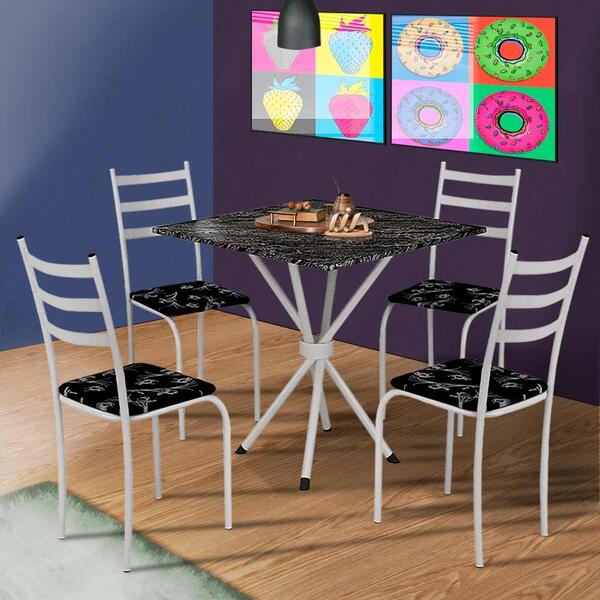 Conjunto Mesa Com 4 Cadeiras Para Cozinha Branco Geórgia Shop