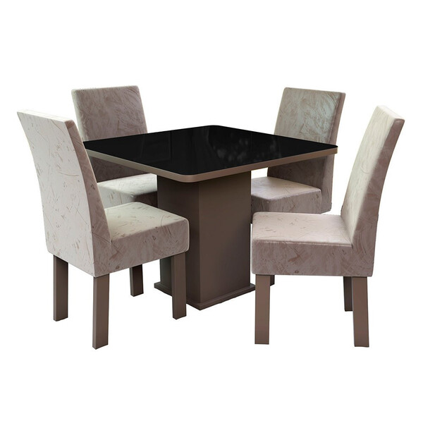 Conjunto Mesa Com 4 Cadeiras Talismã Ônix Madeira De Eucalipt