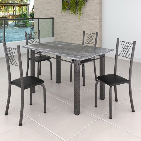 Conjunto Mesa Com 4 Cadeiras Tampo De Granito Topázio sara ye