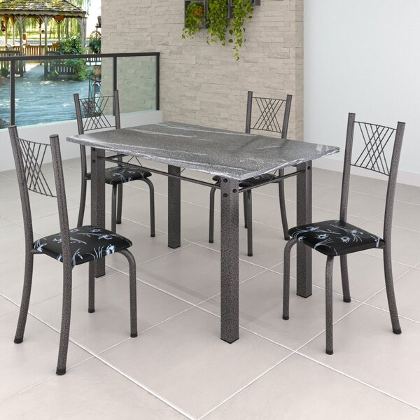 Conjunto Mesa Com 4 Cadeiras Tampo De Granito Topázio sara ye