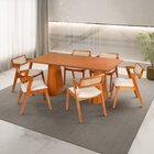 Conjunto Mesa Com 6 Cadeiras Em Madeira Maciça Natural E Esto