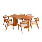 Conjunto Mesa Com 6 Cadeiras Em Madeira Maciça Natural E Esto
