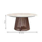 Conjunto para Jardim Mesa com 6 Cadeiras 74x150x150cm Alumínio|Couro Sintético Bege/Marrom Retrô Naterial