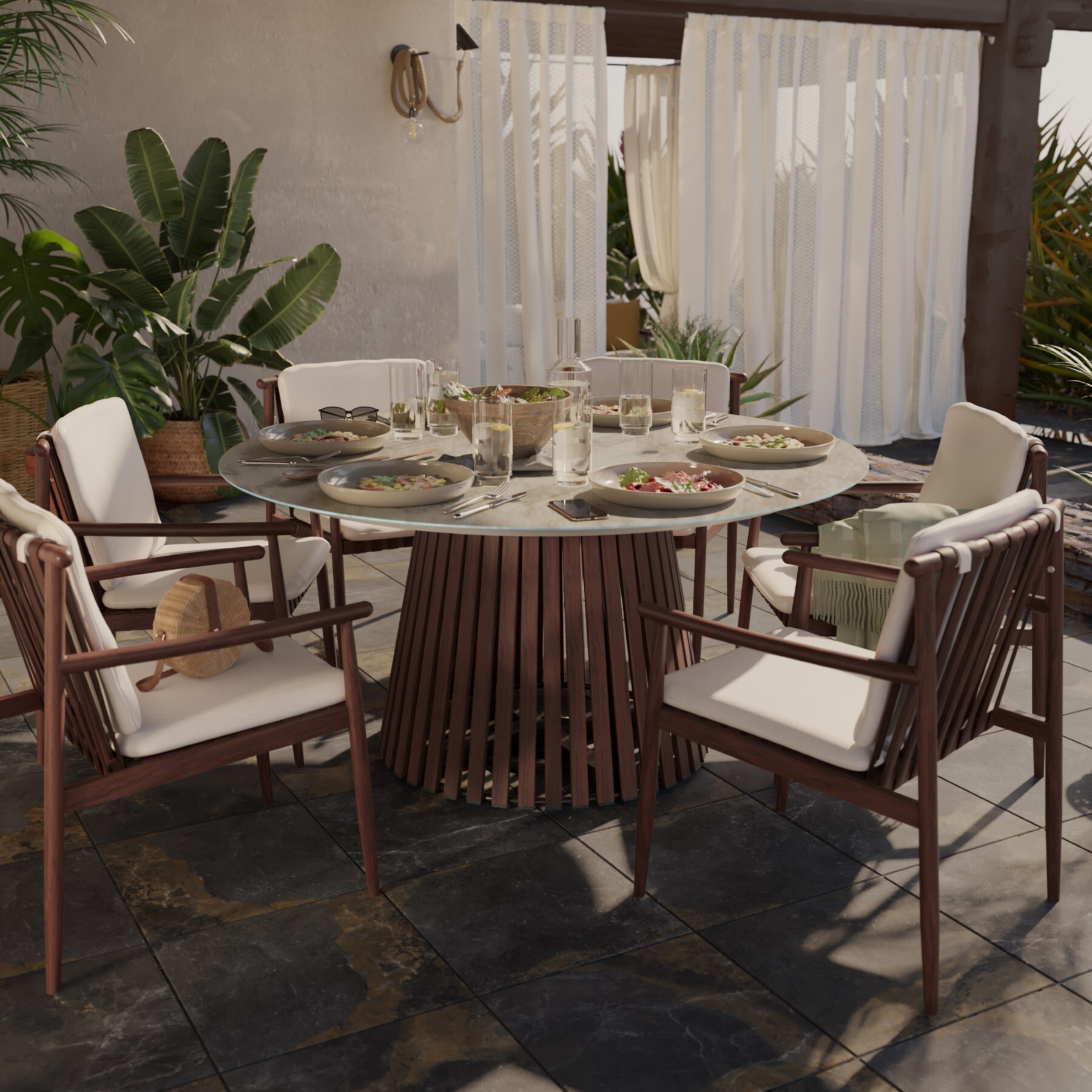 Conjunto para Jardim Mesa com 6 Cadeiras Retrô Naterial