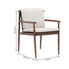 Conjunto para Jardim Mesa com 6 Cadeiras 74x150x150cm Alumínio|Couro Sintético Bege/Marrom Retrô Naterial