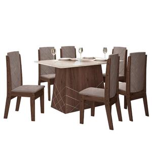 Conjunto Mesa Com 6 Cadeiras Sala De Jantar Liz Nogal/ébano | Leroy Merlin