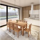 Conjunto Mesa Com 8 Cadeiras Empilháveis Madeira Maciça Cedro