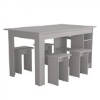 Conjunto Mesa Com Nichos E 4 Bancos Branco