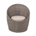 Conjunto de Mesa com Poltrona para Jardim 47,5x53x53cm Mendonza 2 Lugares Aço e Poliéster Cinza Plicosa