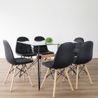 Conjunto Mesa Com Tampo De Vidro Araçá Com 6 Cadeiras Eiffel