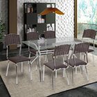Conjunto Mesa Com Tampo De Vidro E 6 Cadeiras Flávia Fil Móve