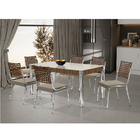 Conjunto Mesa Com Vidro E 06 Cadeiras Nathalia Rato/marrom/no