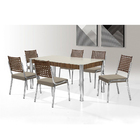 Conjunto Mesa Com Vidro E 06 Cadeiras Nathalia Rato/marrom/no