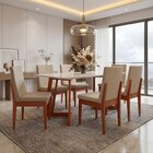 Conjunto Mesa Com Vidro Pés Madeira Maciça 6 Cadeiras Madeira