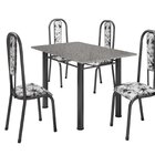 Conjunto Mesa Cozinha Granito 120cm 4 Cadeiras Aço Prata Aten