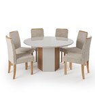 Conjunto Mesa Cris 1360 Redonda Vidro 6 Cadeiras Elegance Mel