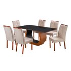 Conjunto Mesa Cristal Com 6 Cadeiras De Madeira Maciça E Esto