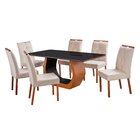 Conjunto Mesa Cristal Com 6 Cadeiras De Madeira Maciça E Esto