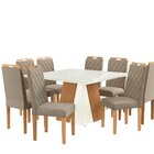 Conjunto Mesa Dalia Com 8 Cadeiras 80x135x135 Cm Euca/amêndoa