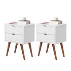 Conjunto Mesa De Cabeceira 2 Gavetas Geraldine Branco