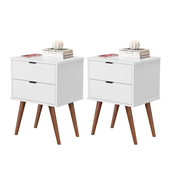 Conjunto Mesa De Cabeceira 2 Gavetas Geraldine Branco