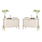 Conjunto Mesa De Cabeceira Albania Off White Dourado