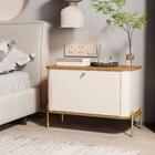 Conjunto Mesa De Cabeceira Albania Off White Nature Dourado