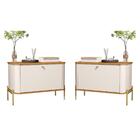 Conjunto Mesa De Cabeceira Albania Off White Nature Dourado