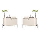 Conjunto Mesa De Cabeceira Albania Off White Preto