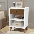 Conjunto Mesa De Cabeceira Londres Branco Castanho