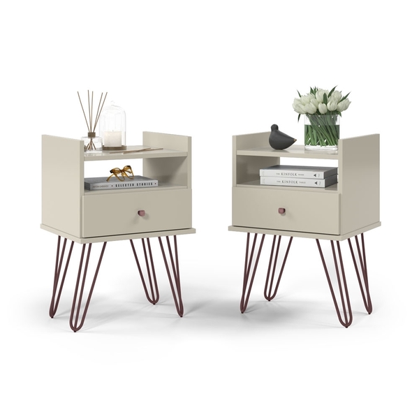 Conjunto Mesa De Cabeceira Renoir Off White