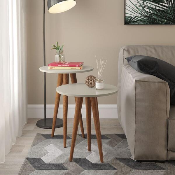 Conjunto Mesa De Canto E Lateral Manet Off White