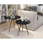 Conjunto Mesa De Canto E Lateral Retrô Pés Palito Preto