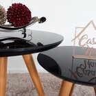 Conjunto Mesa De Canto Lateral Pé Palito Preta Com Vidro 50/4